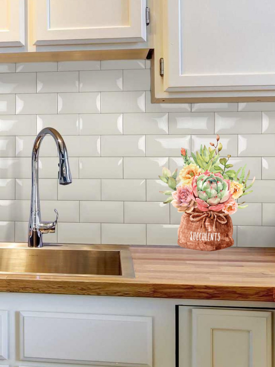 Варианты выкладки белого кабанчика с серой затиркой на кухне