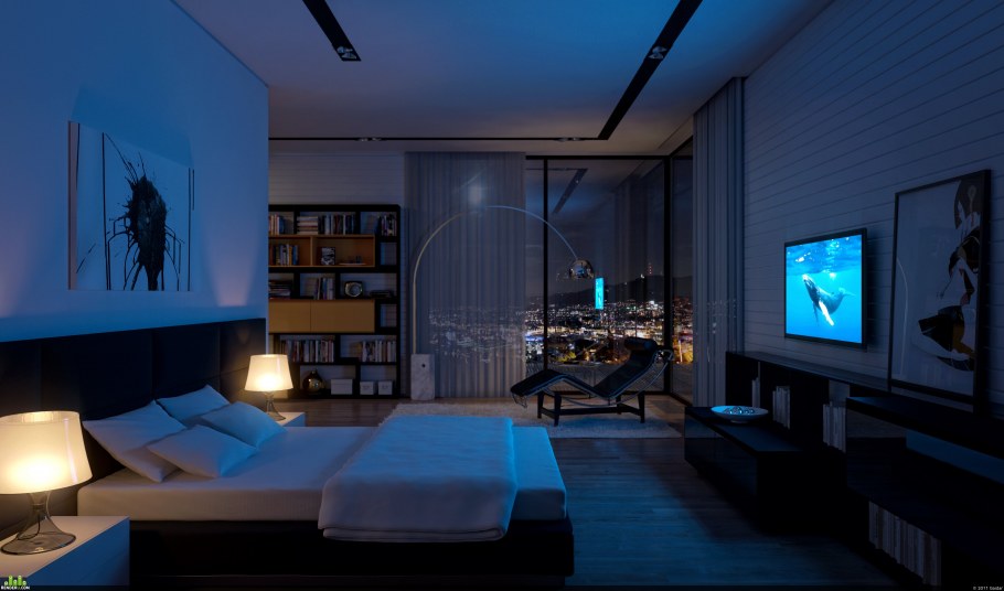 Неоновый интерьер квартиры