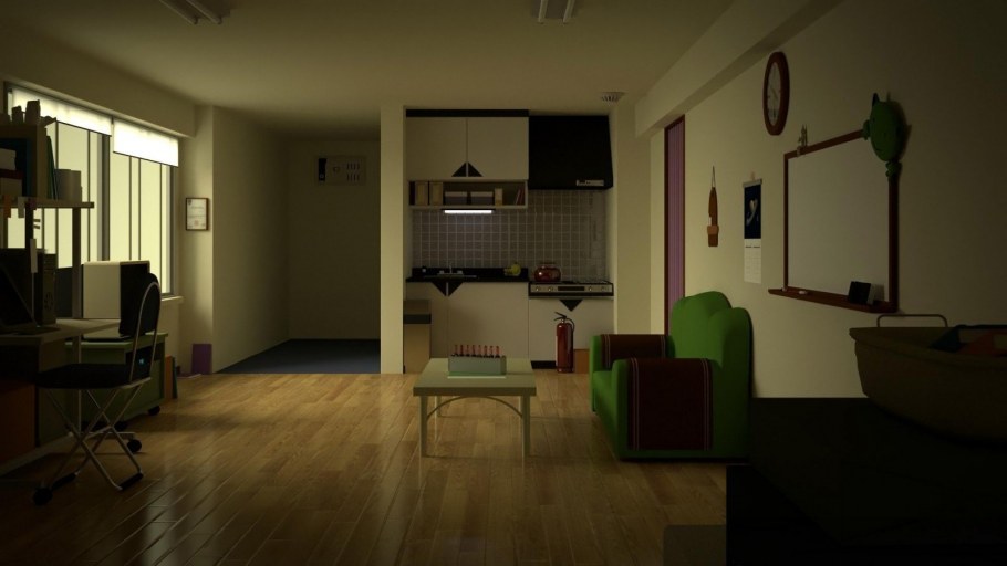 Комната с телевизором ночью