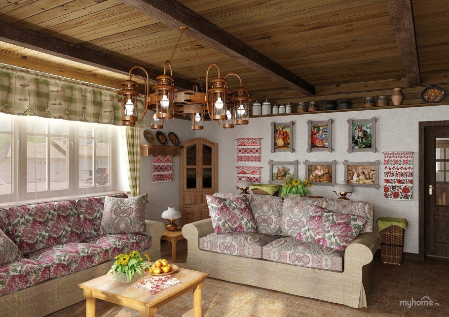 Русский стиль в интерьере русская изба
