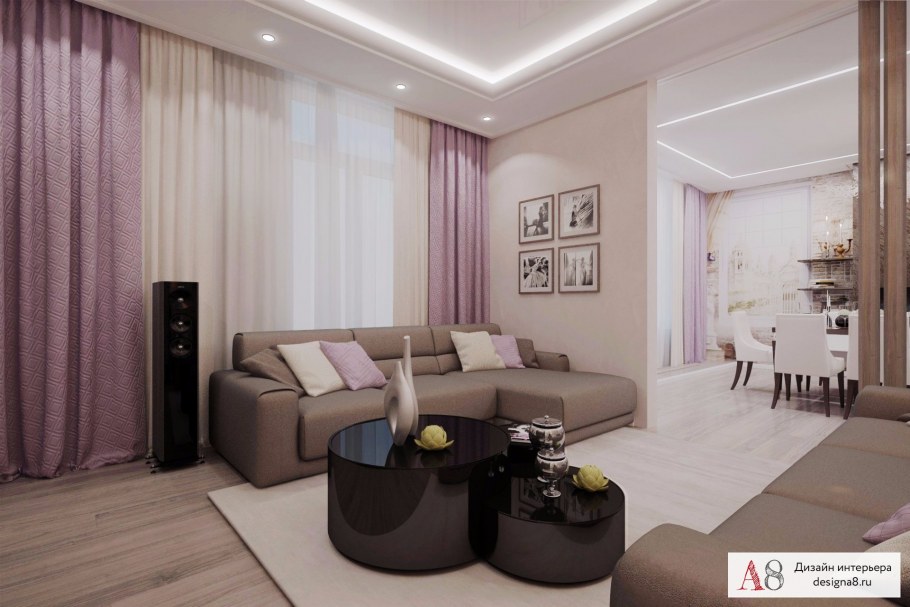 Гостиная в сиреневом цвете