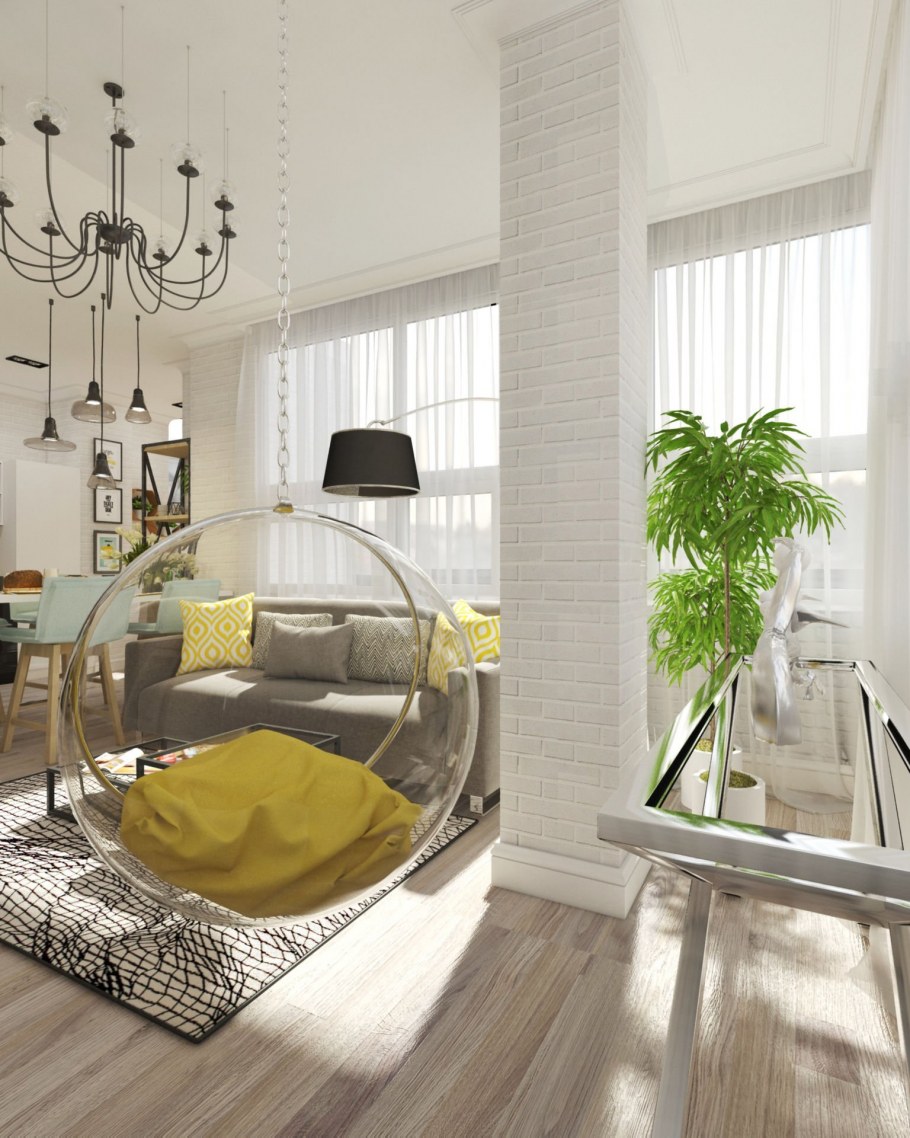 Кресло кокон напольное в зале