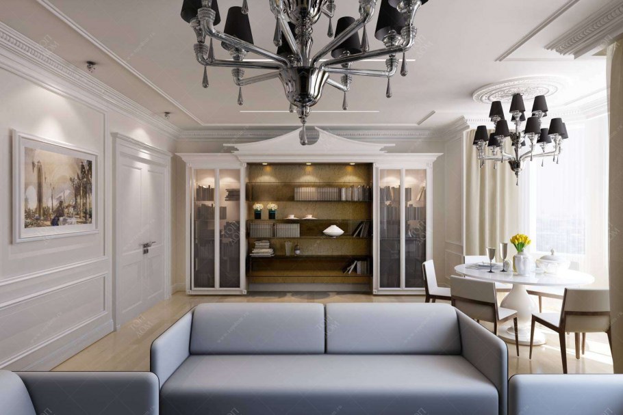 Гостиная с эркером Неоклассика