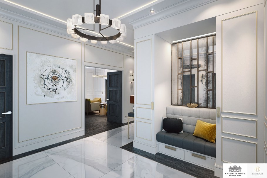 Споты в интерьере Неоклассика коридор