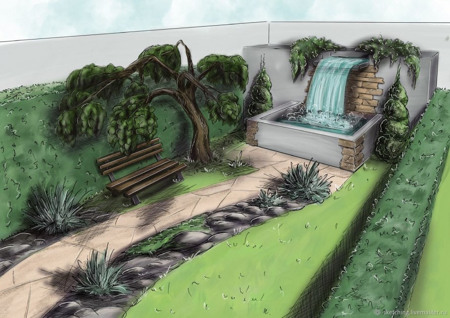 Ландшафтный дизайн иллюстрации