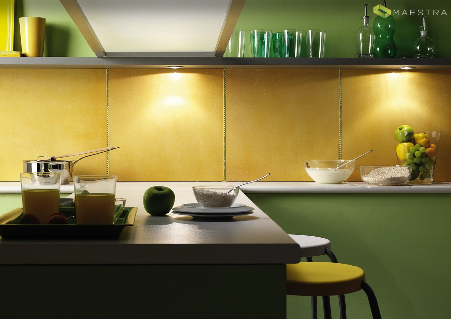 Фартук на кухне из плитки 60 на 60