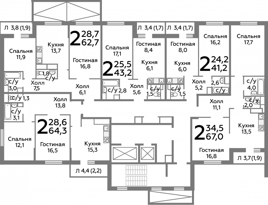 ЖК Новоград Павлино планировки