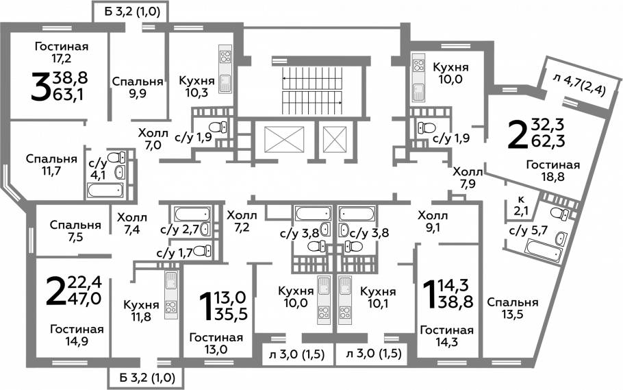 Новоград Павлино 15 корпус планировки