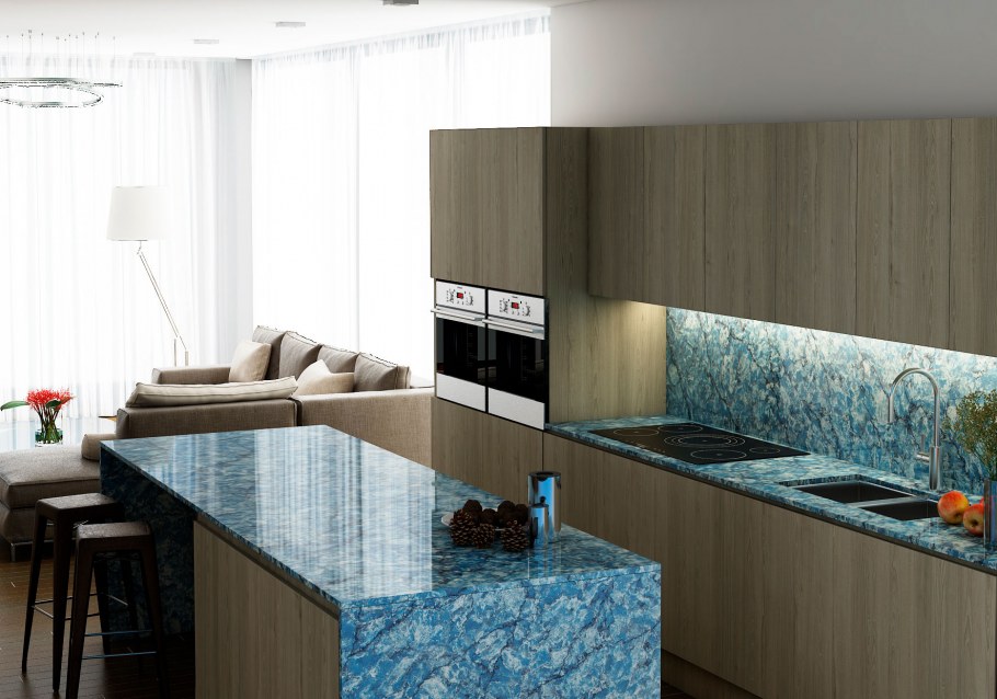 Кварцевый агломерат vicostone Thunder Blue BQ 8786