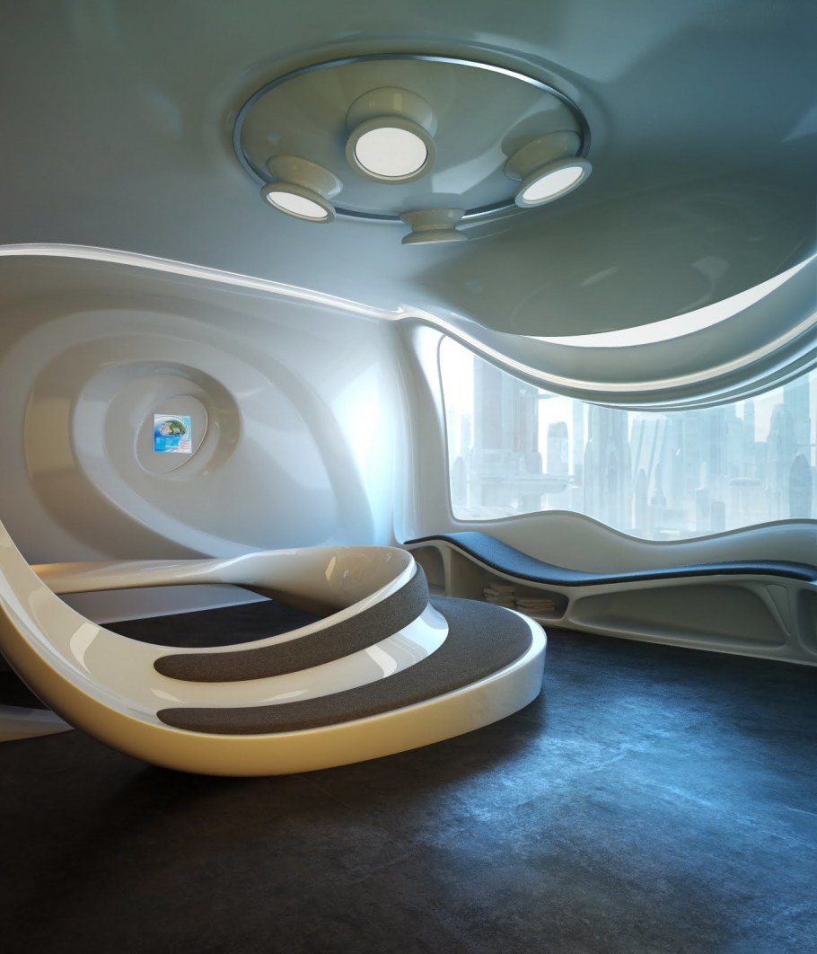 Интерьер в стиле футуризм Бионика