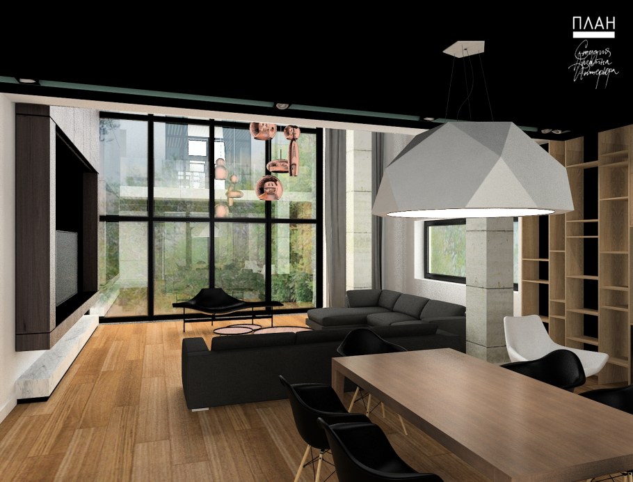 Гостиная лофт Контемпорари