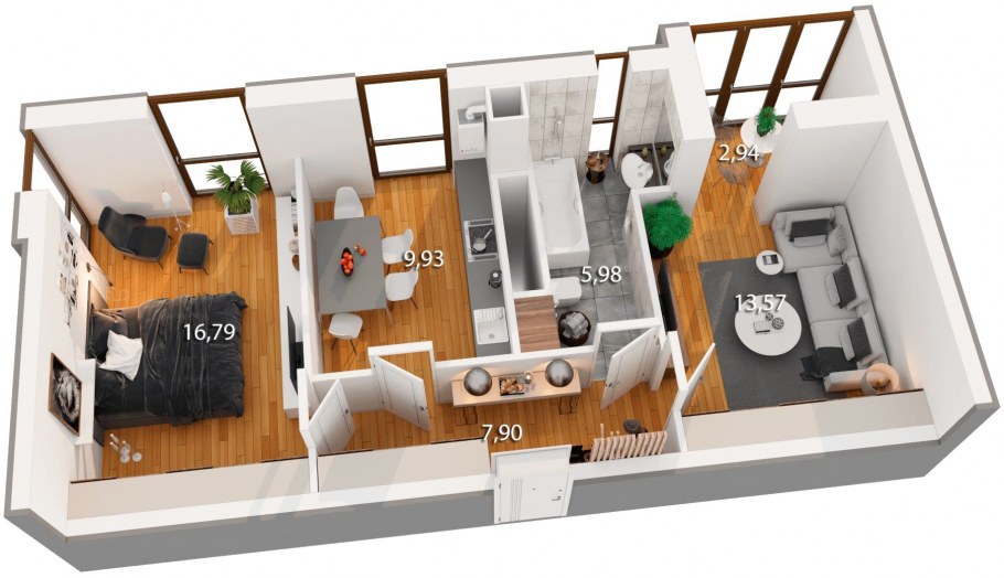 Планировка двухкомнатной квартиры