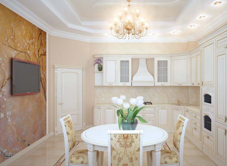 Бежевый цвет в интерьере кухни