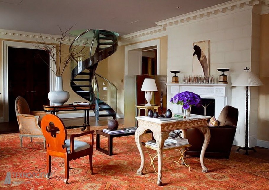 Ковер в гостиной в стиле Эклектика