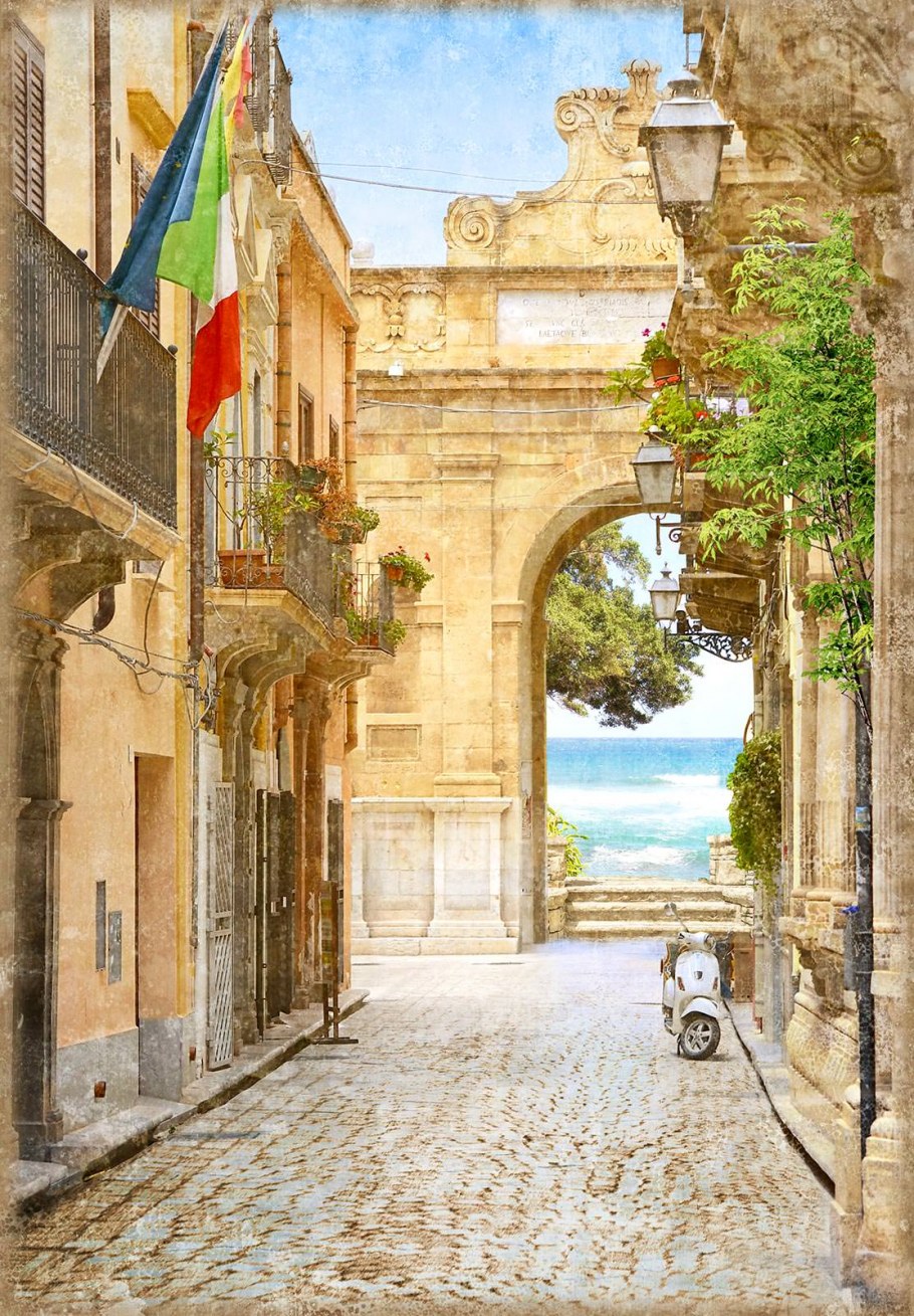 Фреска панно итальянские улочки