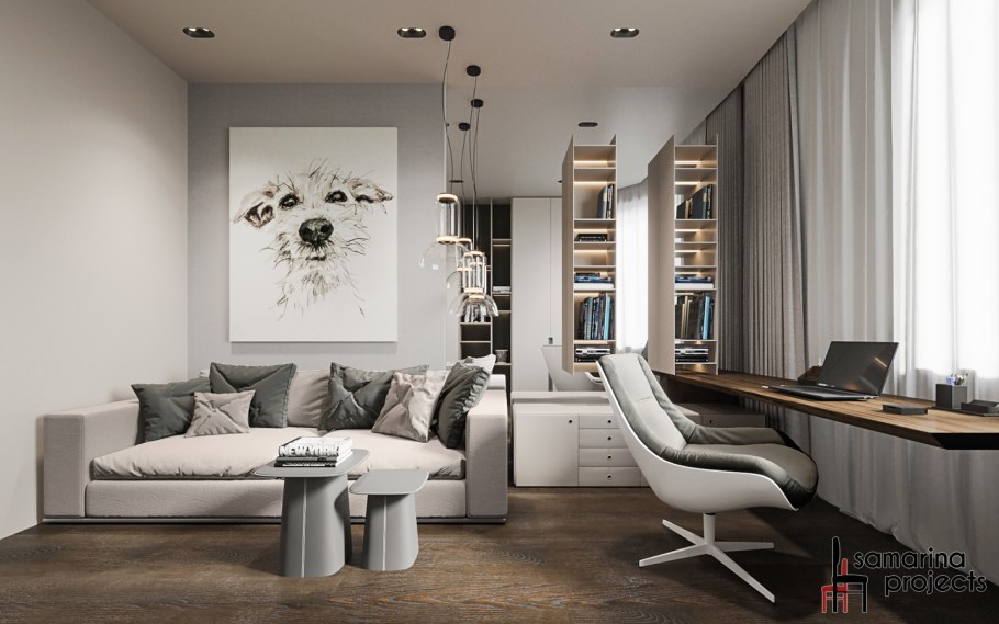 Современный офис в серых тонах