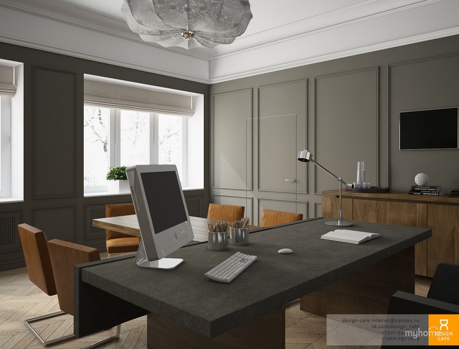 Кабинет офиса в сером цвете