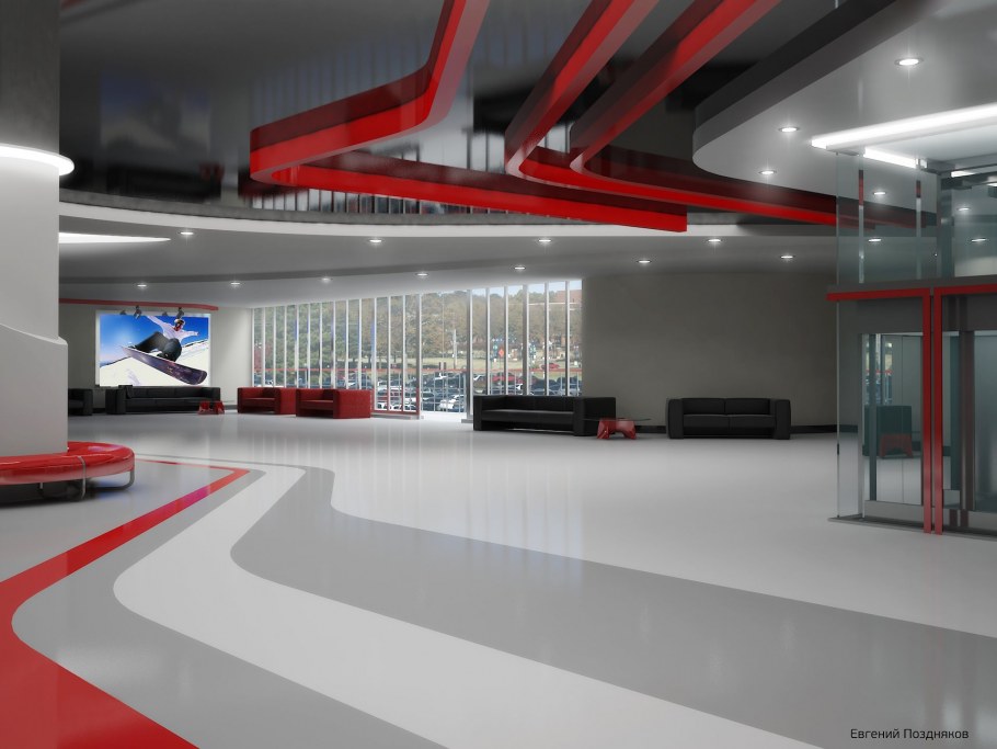 Интерьер холла спортивного комплекса