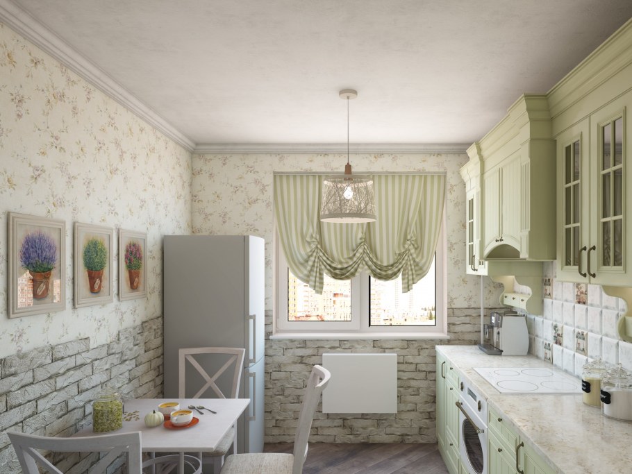 Кухня в стиле Прованс в хрущевке 6 кв м