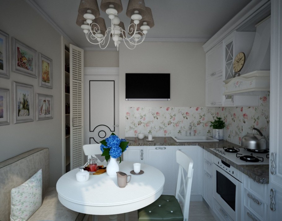 Кухня Объединенная с гостиной в стиле Прованс