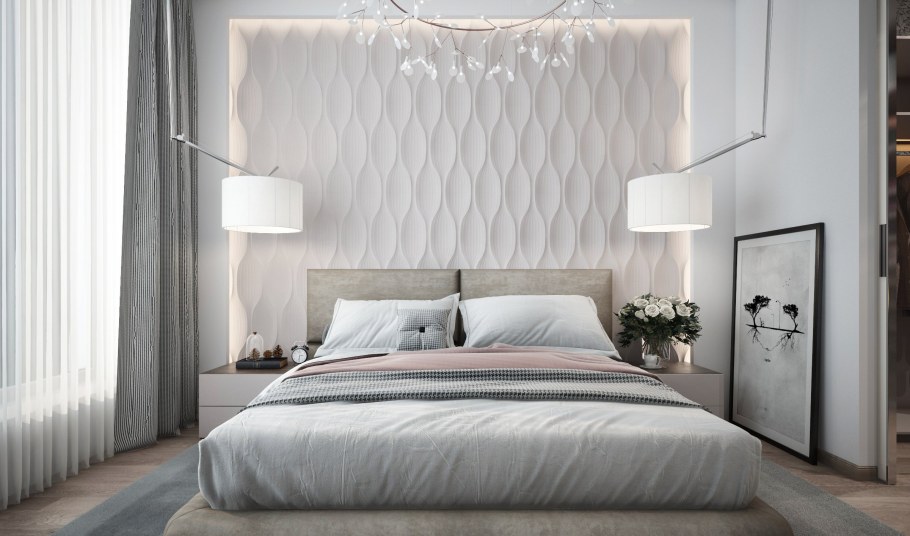 Стена за кроватью в спальне