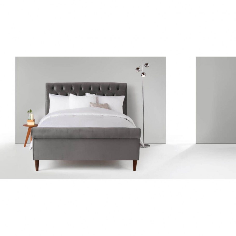 Кровать велюровая серая n-b1743-90gr от IMPERIUMLOFT