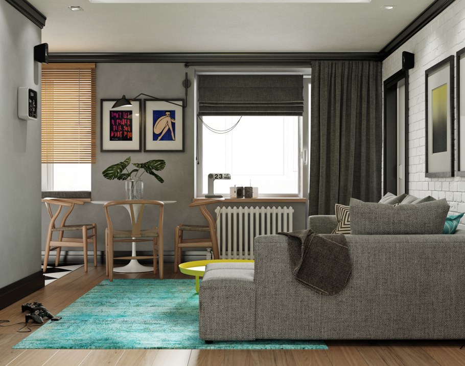 Скандинавский стиль гостиная хрущевка