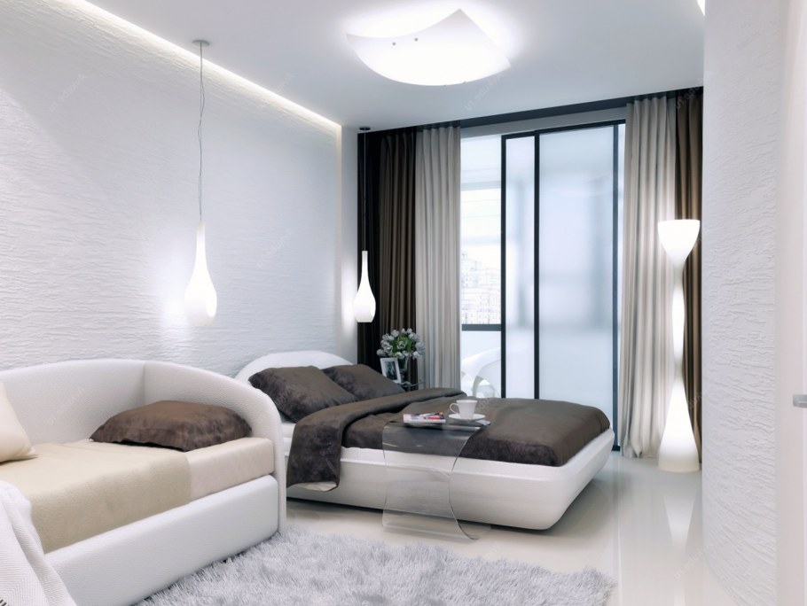 Современная спальня в светлых тонах