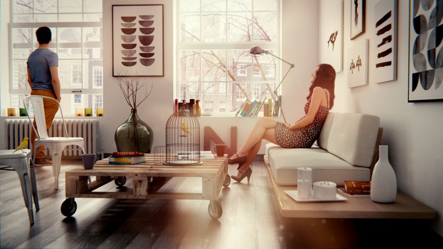 Визуализация интерьера с людьми