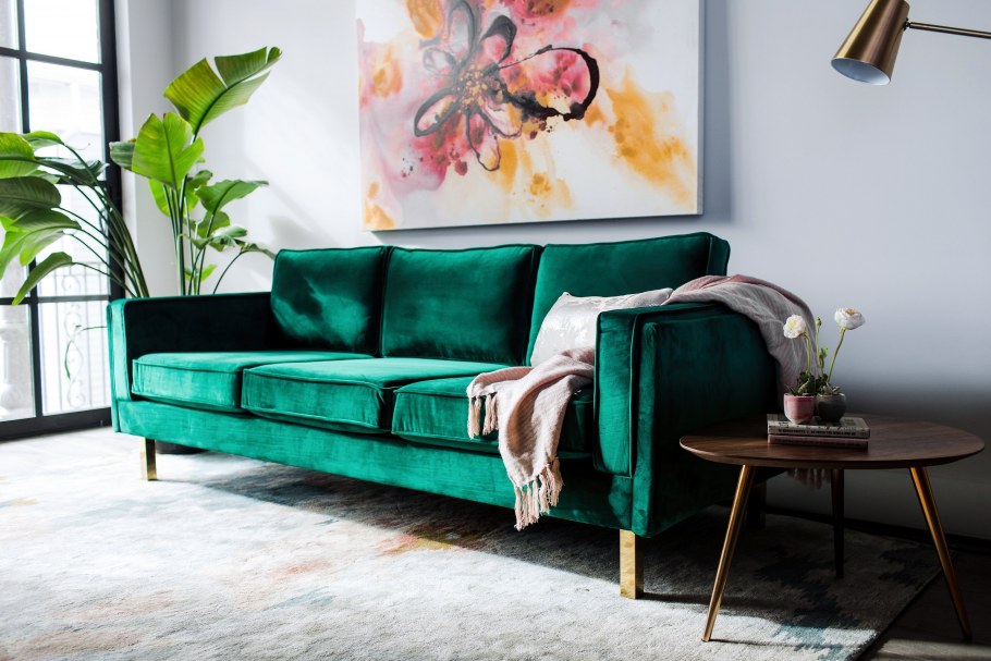 Диван лофт Velvet Emerald серый