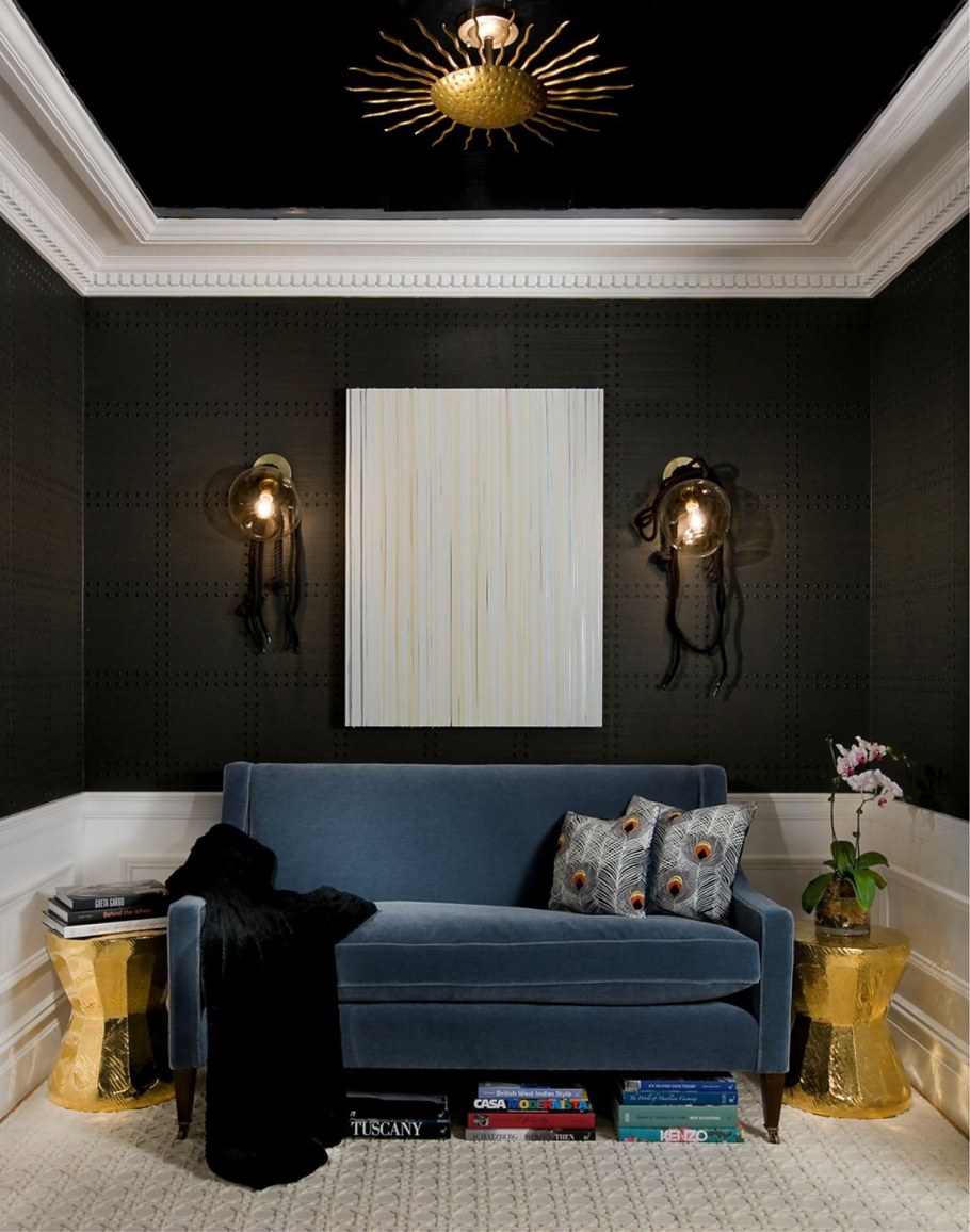 Темный потолок в интерьере