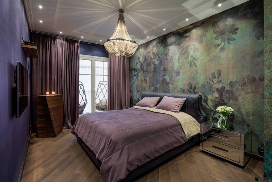 Натяжные потолки в интерьере спальни