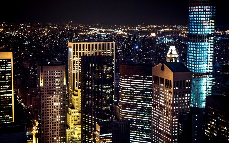 Ночные высотки Нью Йорк