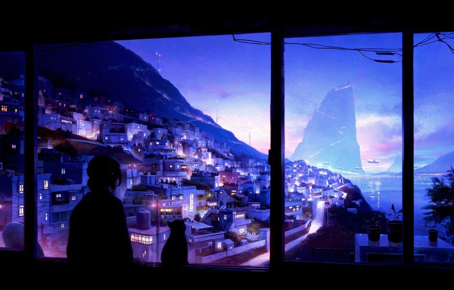 Киберпанк вид с балкона