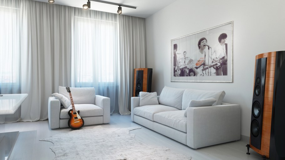 Дизайн гостиной 25 м2 тёмный пол