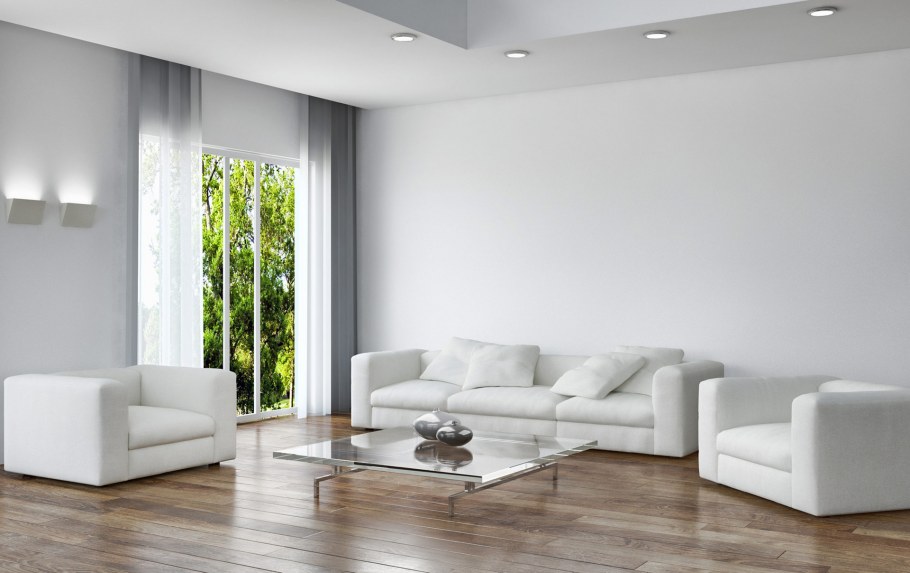 Интерьер гостиной с пустой стеной