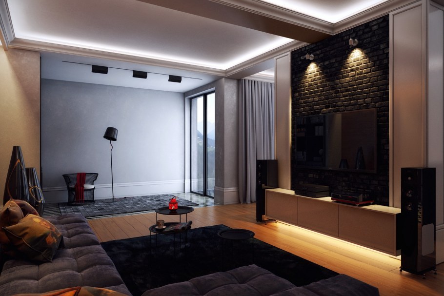 Интерьер гостиной пустой