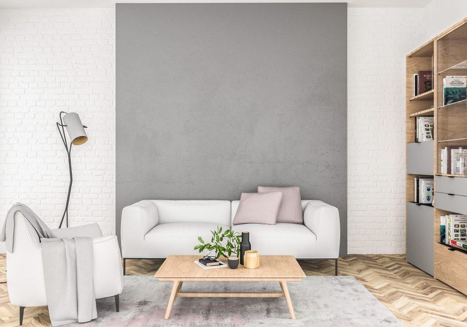 Современный интерьер с пустой стеной