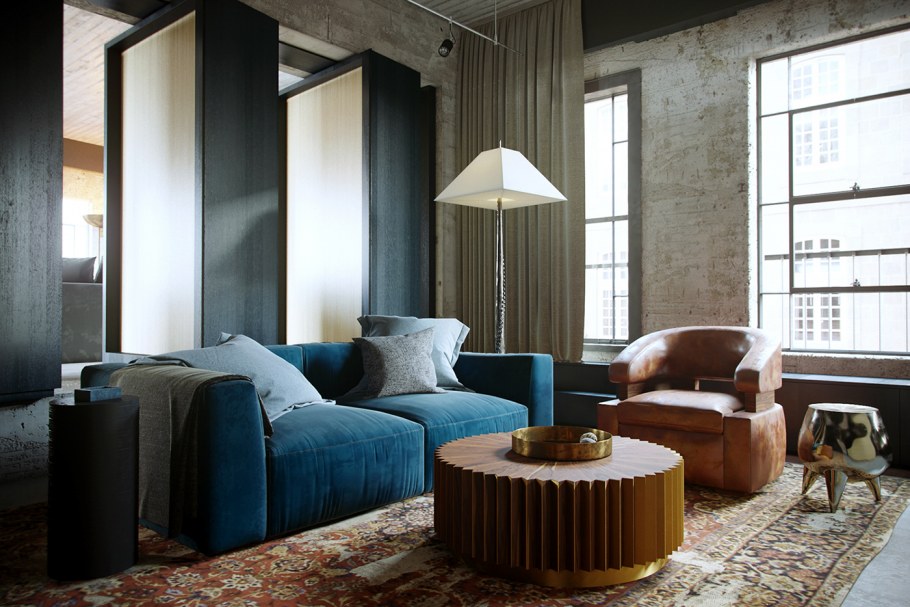 Гостиная в стиле милитари