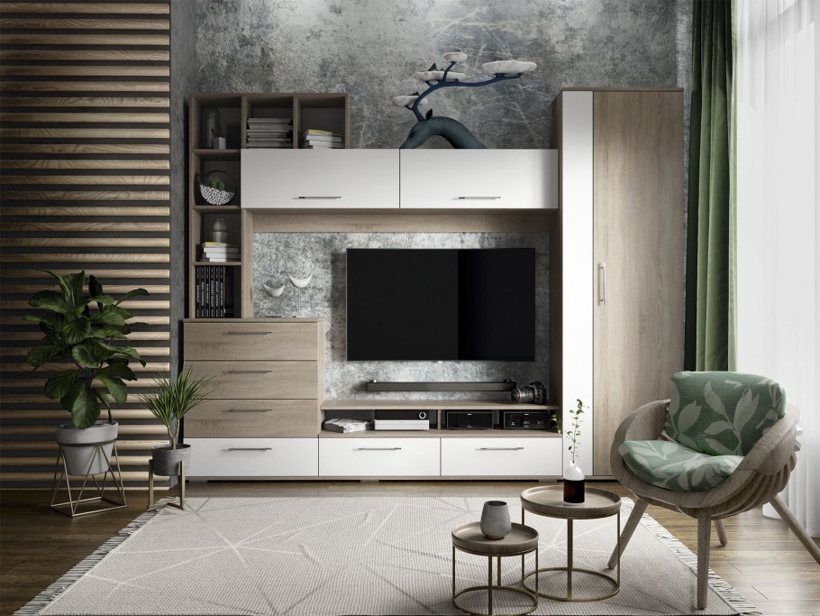 Стенка Нэнси дуб сонома/белый