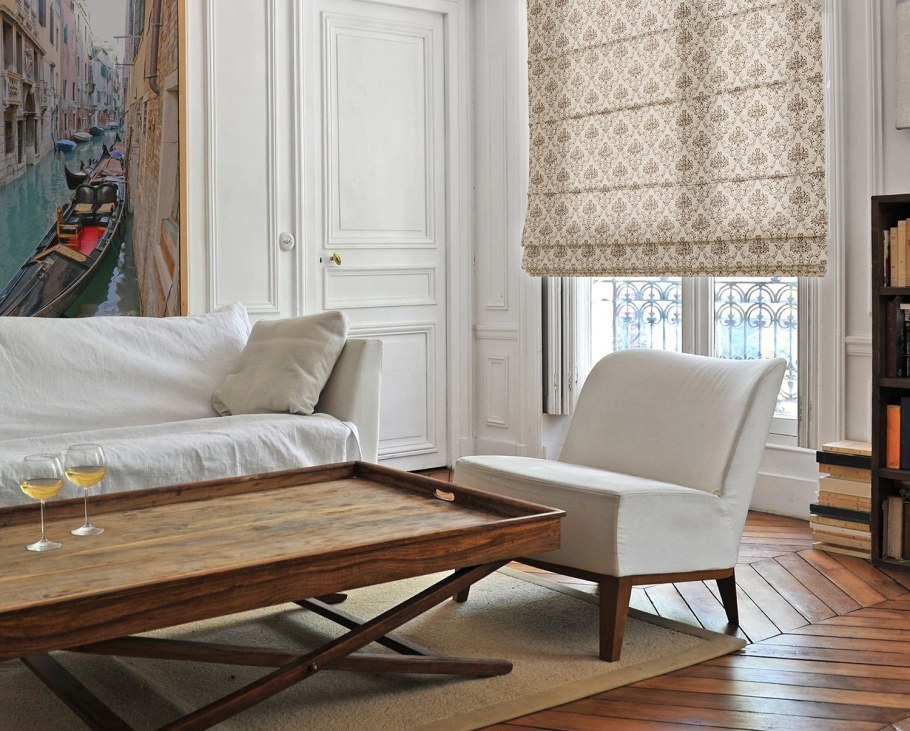 Римская штора мини "Montroy", бежевая полоса 81 (DF-200171-gr)