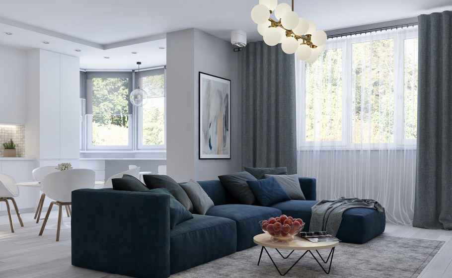 Светло серая гостиная