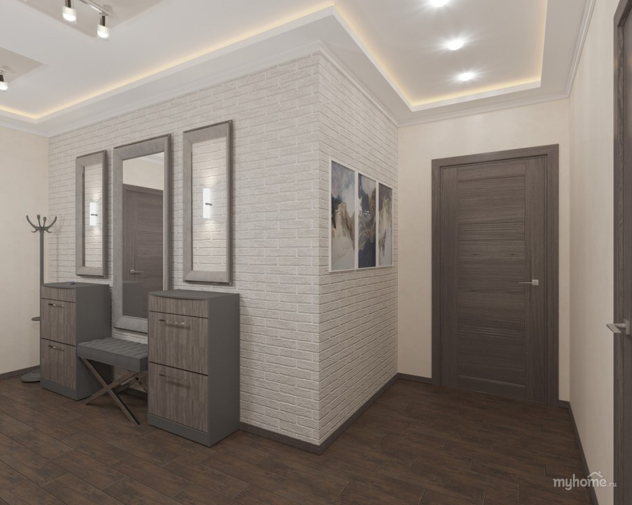 Коридор с темными дверями