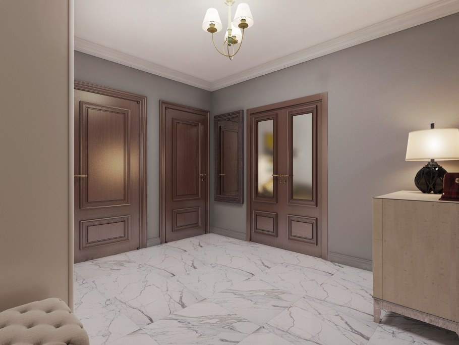 Бежевые стены белые двери