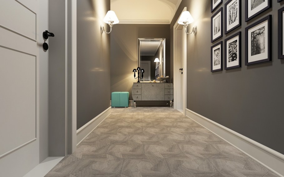 Бежевая плитка в коридоре