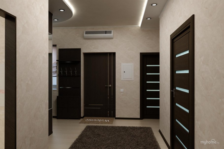 Бежевые стены и темные двери