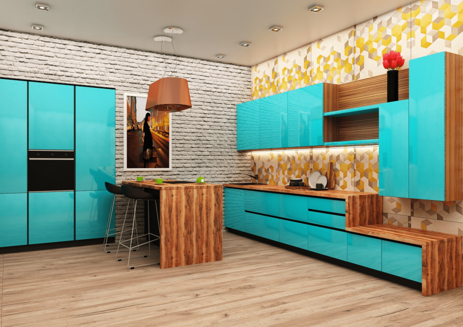 Индийское дерево фасад кухни