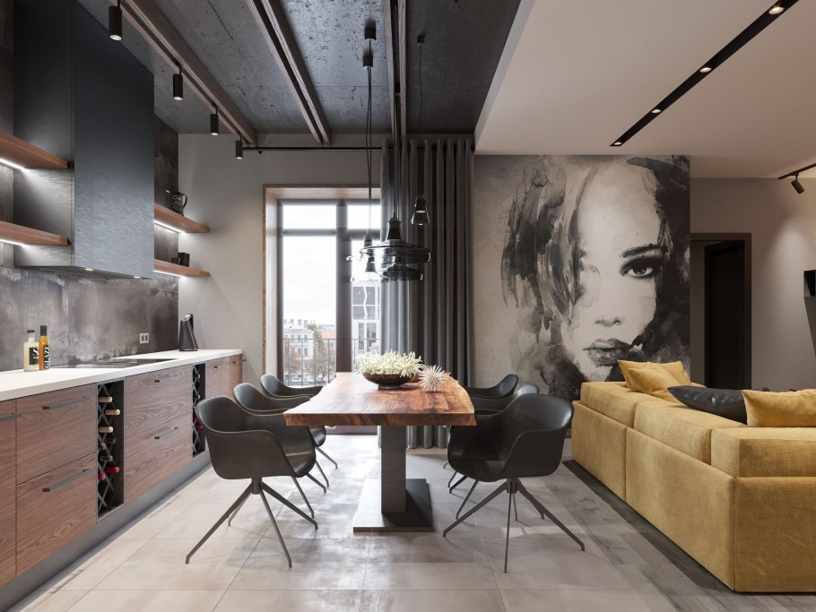 Кухня в стиле лофт беханс