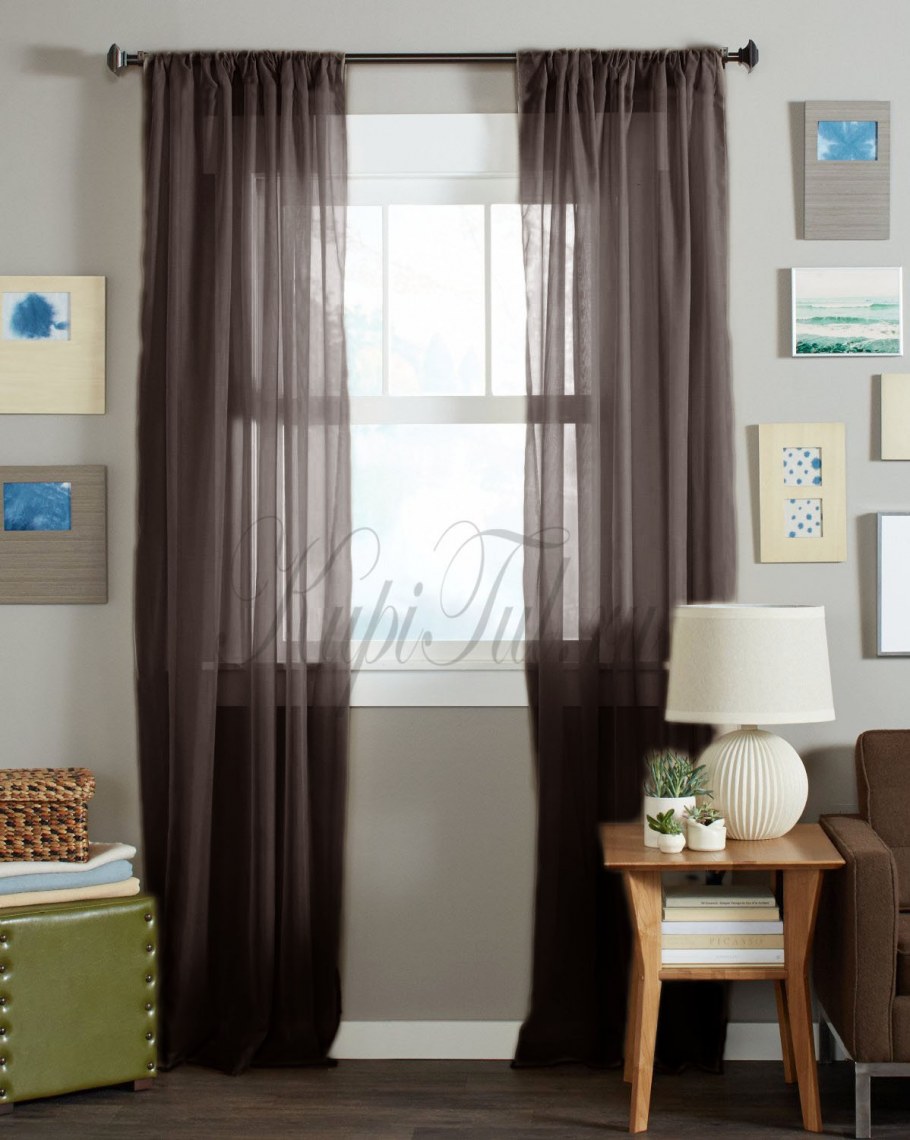 Тюль шоколадного цвета