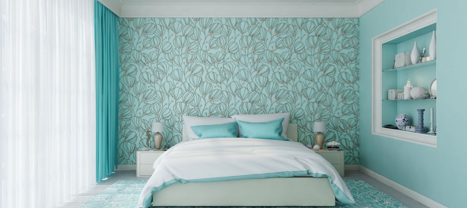 Яркие обои в спальню